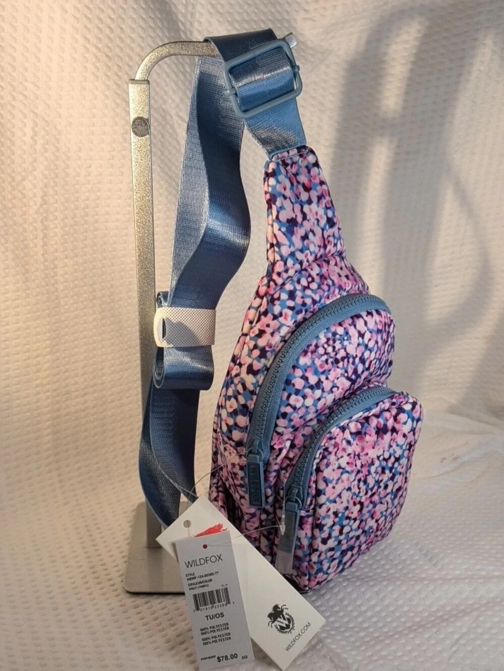 Wildfox HBWF-124-0026D-77 Violet Purple Pink &Blue Confetti Crossbody Sling Bag